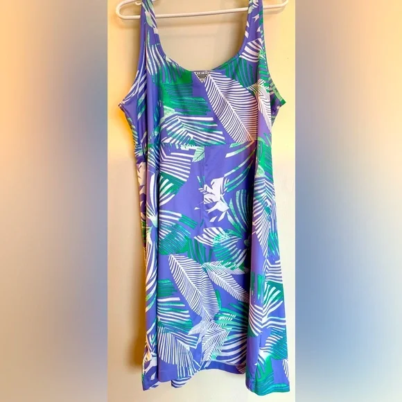 Columbia PFG Freezer Palm Print Tank Dress - pastel green and lavender- XXL - Picture 2 of 3